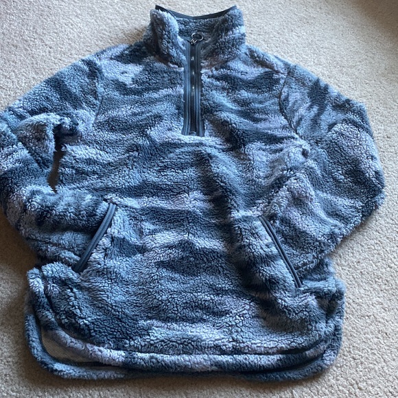 Grey Camo Sherpa Pullover Jacket S - Picture 9 of 14